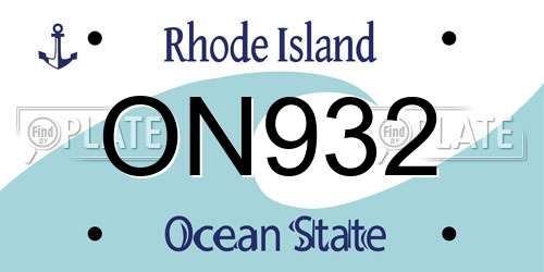 ON932 Rhode Island License Plate