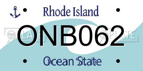 ONB062 Rhode Island License Plate