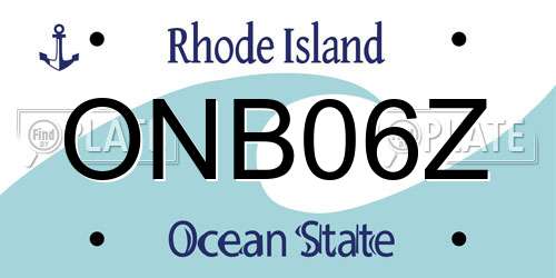 ONB06Z Rhode Island License Plate