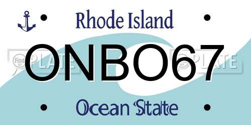 ONBO67 Rhode Island License Plate
