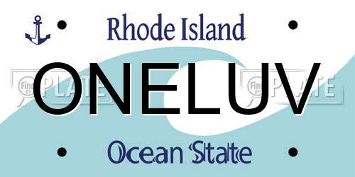 ONELUV Rhode Island License Plate