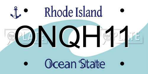 ONQH11 Rhode Island License Plate