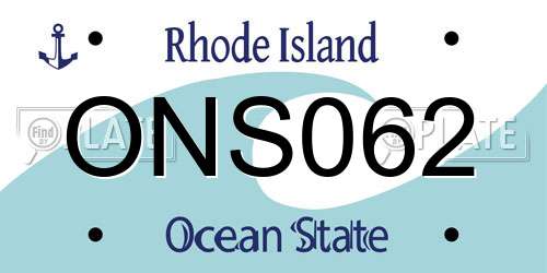ONS062 Rhode Island License Plate