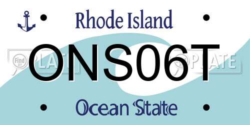 ONS06T Rhode Island License Plate