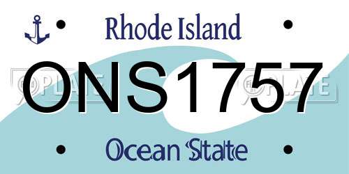 ONS1757 Rhode Island License Plate