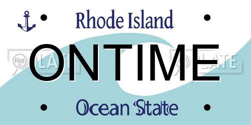 ONTIME Rhode Island License Plate