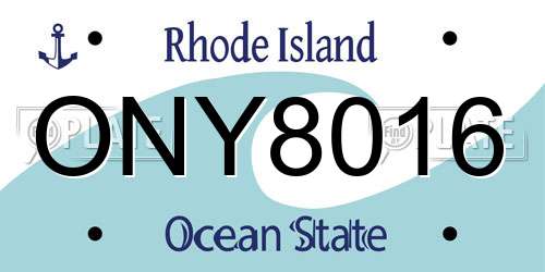 ONY8016 Rhode Island License Plate