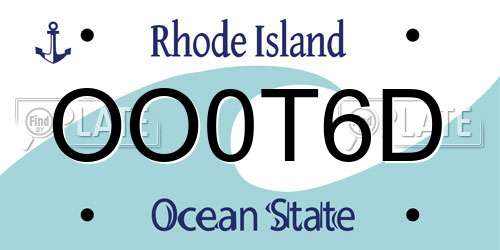 OO0T6D Rhode Island License Plate