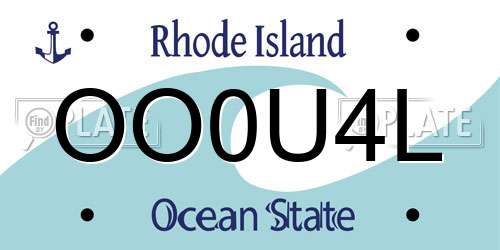 OO0U4L Rhode Island License Plate