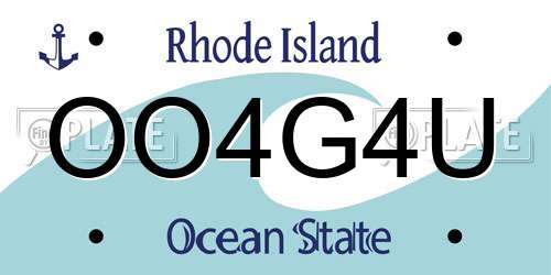 OO4G4U Rhode Island License Plate