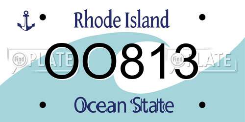 OO813 Rhode Island License Plate