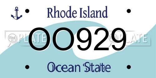 OO929 Rhode Island License Plate