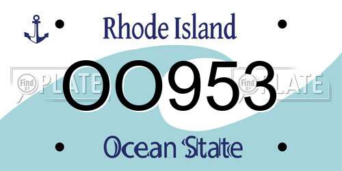 OO953 Rhode Island License Plate