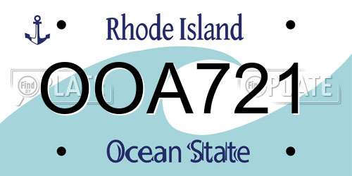 OOA721 Rhode Island License Plate