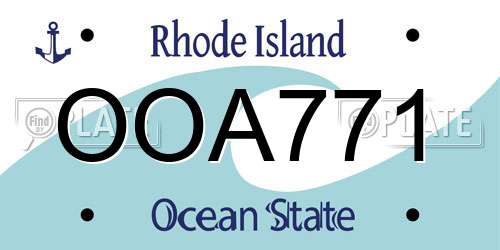OOA771 Rhode Island License Plate