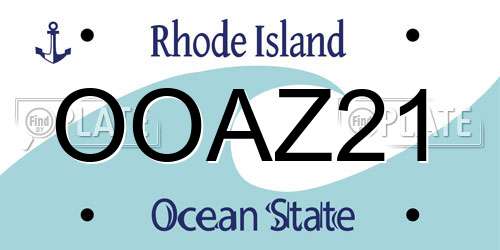 OOAZ21 Rhode Island License Plate