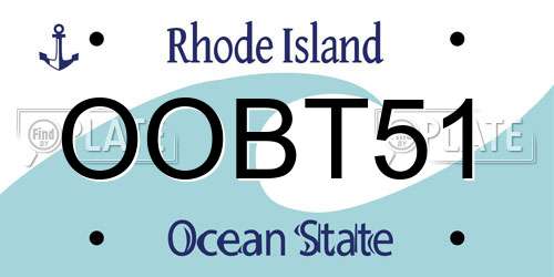 OOBT51 Rhode Island License Plate