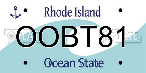 OOBT81 Rhode Island License Plate