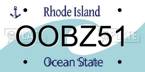 OOBZ51 Rhode Island License Plate