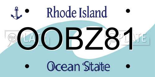 OOBZ81 Rhode Island License Plate