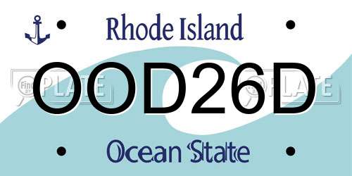 OOD26D Rhode Island License Plate