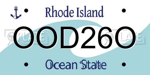 OOD26O Rhode Island License Plate