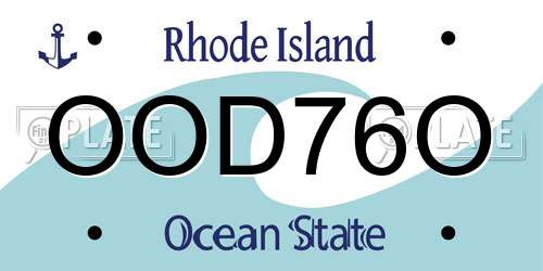 OOD76O Rhode Island License Plate