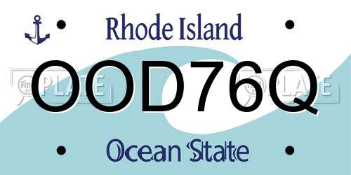 OOD76Q Rhode Island License Plate