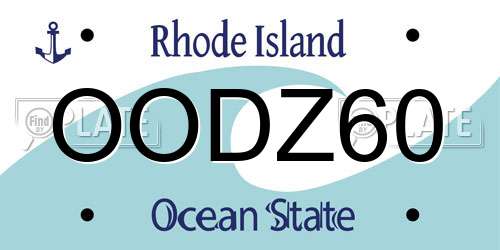 OODZ60 Rhode Island License Plate