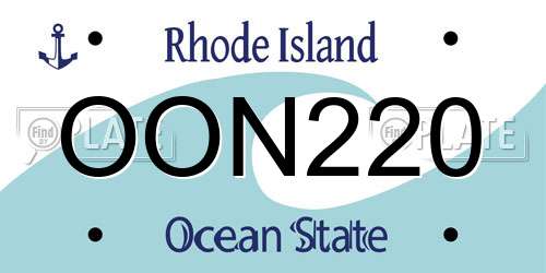 OON220 Rhode Island License Plate