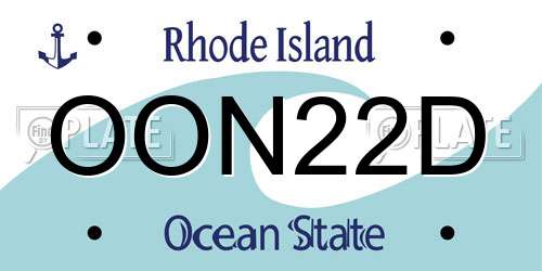OON22D Rhode Island License Plate