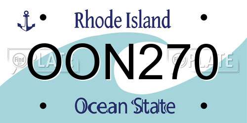 OON270 Rhode Island License Plate