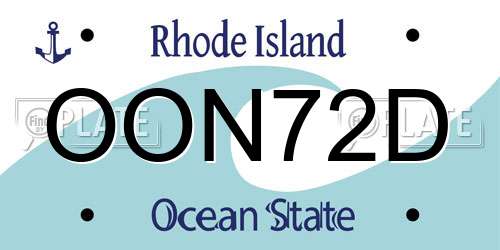 OON72D Rhode Island License Plate