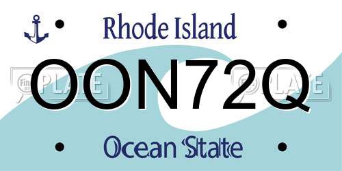OON72Q Rhode Island License Plate