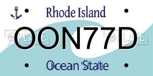 OON77D Rhode Island License Plate