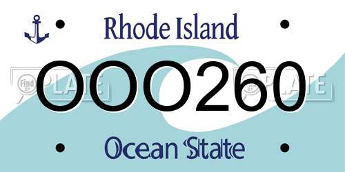OOO260 Rhode Island License Plate