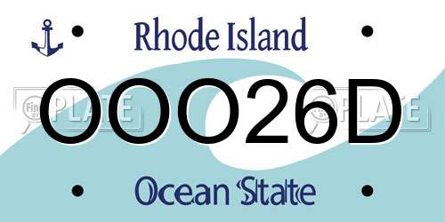 OOO26D Rhode Island License Plate