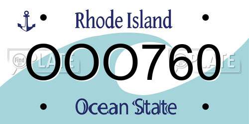 OOO760 Rhode Island License Plate