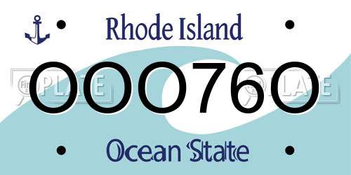 OOO76O Rhode Island License Plate