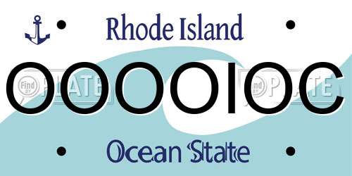 OOOOIOC Rhode Island License Plate