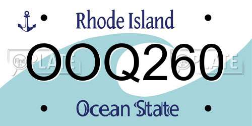 OOQ260 Rhode Island License Plate