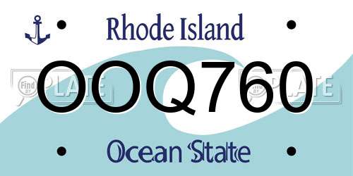 OOQ760 Rhode Island License Plate