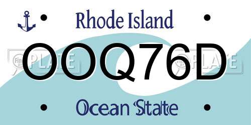 OOQ76D Rhode Island License Plate