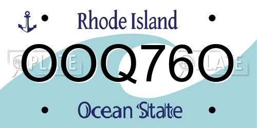 OOQ76O Rhode Island License Plate