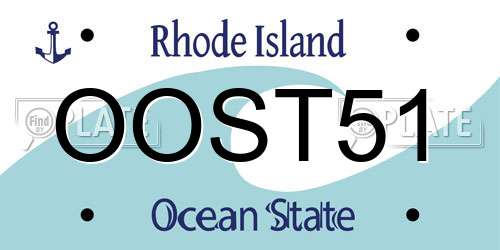 OOST51 Rhode Island License Plate