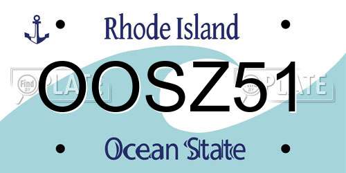 OOSZ51 Rhode Island License Plate