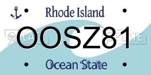OOSZ81 Rhode Island License Plate