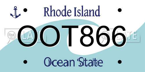 OOT866 Rhode Island License Plate
