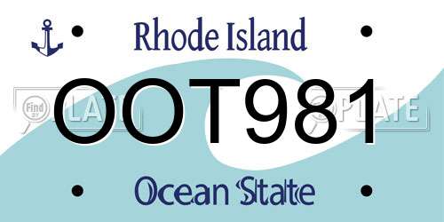 OOT981 Rhode Island License Plate