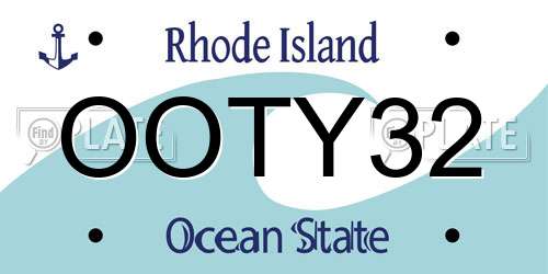 OOTY32 Rhode Island License Plate